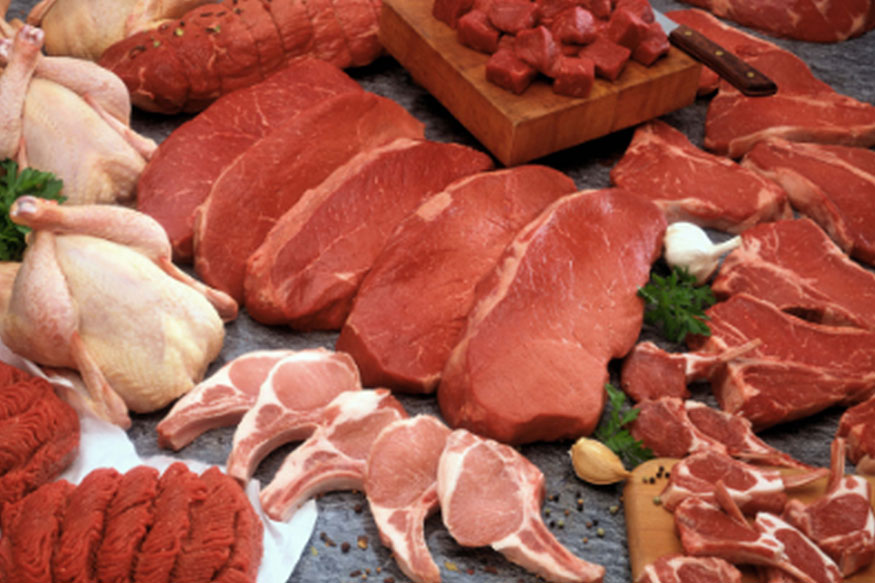 a display of various cuts of meats